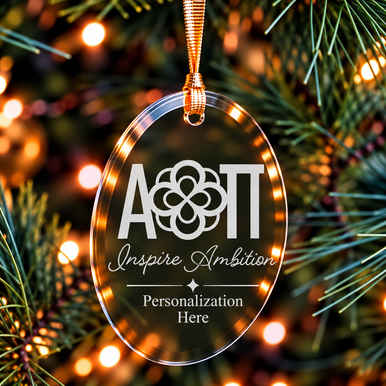 Alpha Omicron Pi Logo Glass Oval Christmas Ornaments