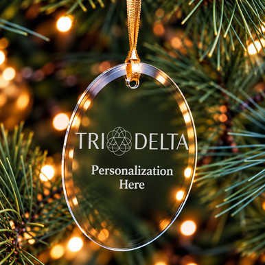 Delta Delta Delta Logo Glass Oval Christmas Ornaments