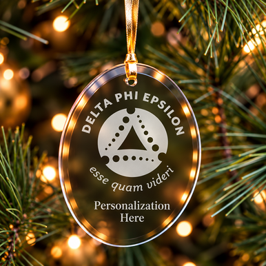 Delta Phi Epsilon Logo Glass Oval Christmas Ornaments