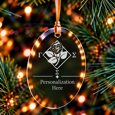 Gamma Sigma Sigma Logo Glass Oval Christmas Ornaments
