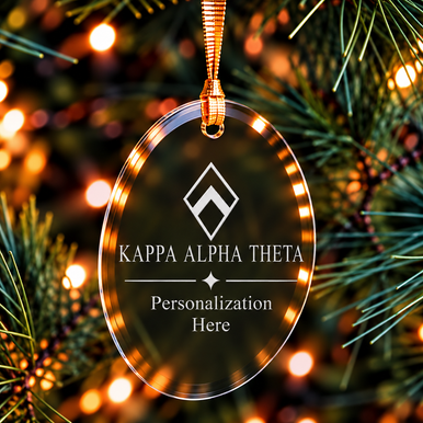 Kappa Alpha Theta Logo Glass Oval Christmas Ornaments