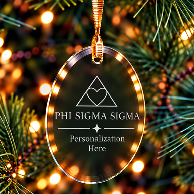 Phi Sigma Sigma Logo Glass Oval Christmas Ornaments