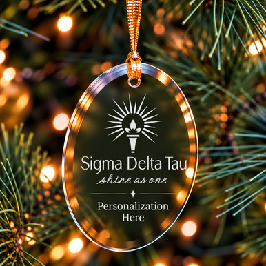 Sigma Delta Tau Logo Glass Oval Christmas Ornaments