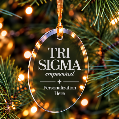 Sigma Sigma Sigma Logo Glass Oval Christmas Ornaments