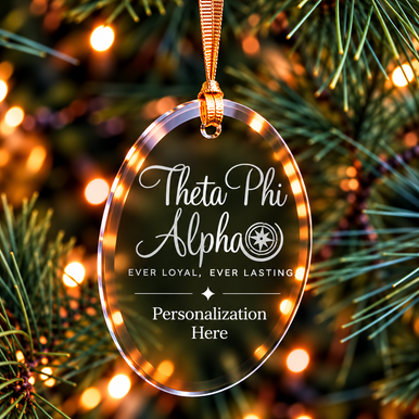 Theta Phi Alpha Logo Glass Oval Christmas Ornaments