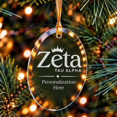 Zeta Tau Alpha Logo Glass Oval Christmas Ornaments