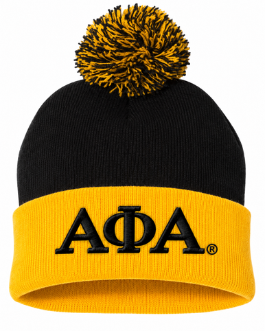 Alpha Phi Alpha Knit Pom Pom Cuffed Beanie - Greek Gear