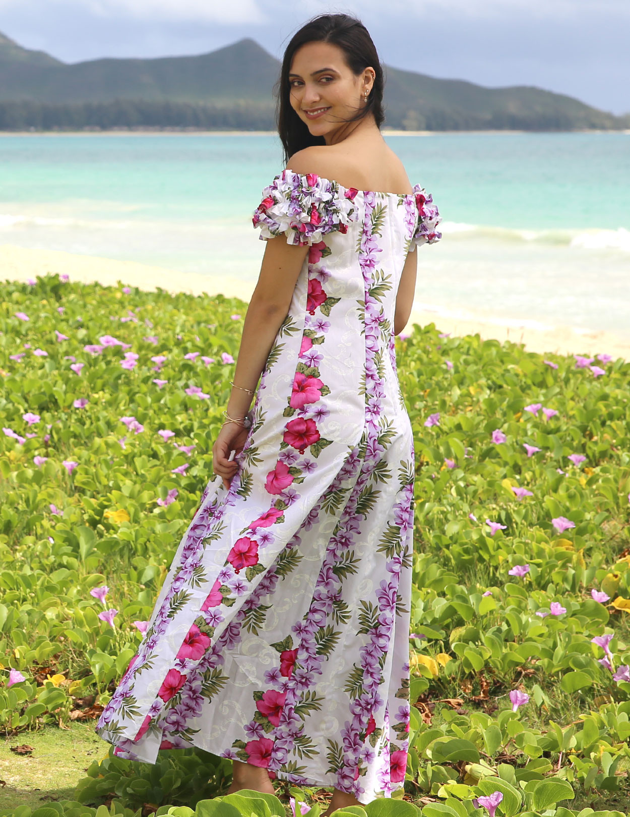 Big Island Ruffled Hawaiian Wedding Dress Aloha - Hawaiian Wedding Place