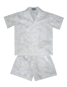 Toddler Boy's White Shirt / Shorts Set
100% Cotton Fabric
Coconut Shell Buttons
Color: White
Sizes: 2 - 8
Made in Hawaii - USA