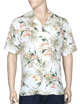 Classic Orchids Rayon Aloha Shirt
100% Rayon Fabric - Soft and Classy
Open Collar - Relaxed Modern Fit
Coconut Shell Buttons - Seamless Matching left pocket
Color: White
Sizes: S - 3XL
Made in Hawaii - USA