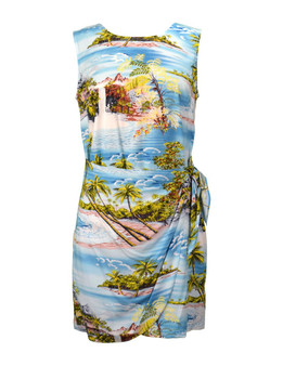 Island Paradise Short Sarong Rayon Dress
100% Rayon Fabric
Back Zipper
Tummy Concealing Front Panel
Waist Adjustable Side Tie
Color: Blue
Sizes: XS-2XL
Made in Hawaii - USA