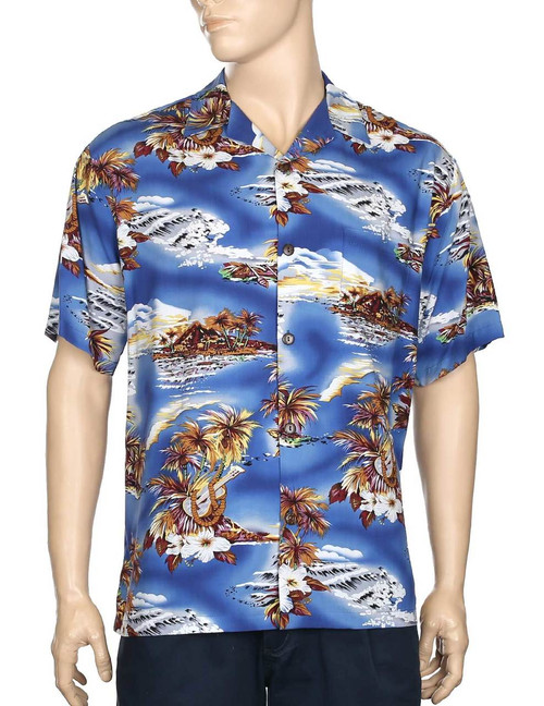 Blue Hawaii Aloha Rayon Shirt
100% Rayon Fabric - Soft and Classy
Open Collar - Relaxed Modern Fit
Coconut shell buttons - Matching left pocket
Color: Blue
Sizes: S - 3XL
Made in Hawaii - USA