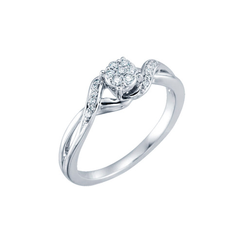 White gold promise ring with diamonds