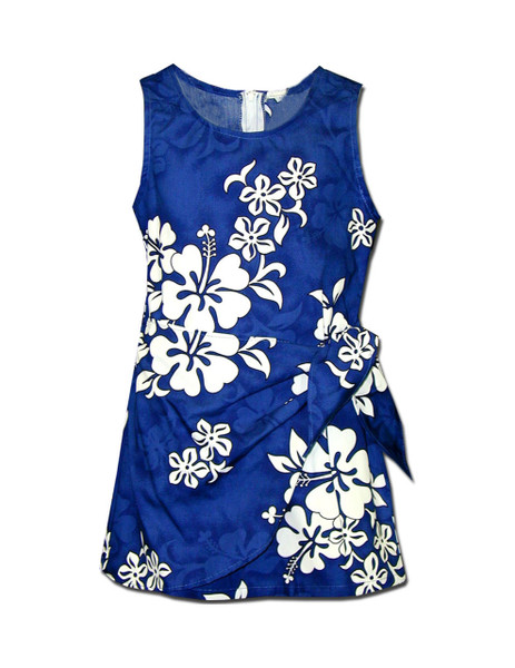 Girl Sarong Aloha Dress Tropical Hibiscus
100% Cotton Fabric
Tank Shoulder Straps
Adjustable Waist Sarong Front Flap
Back Zipper
Colors: Blue
Sizes: 8 - 14
Made in Hawaii - USA