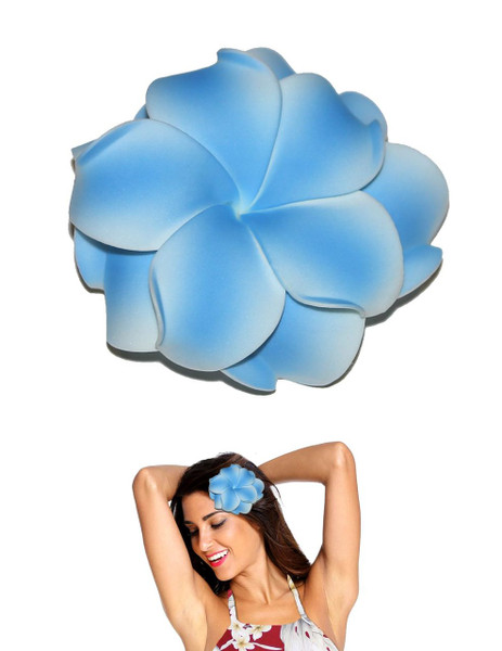 Extra Large Flower Hair Clip Double Plumeria Blue
Tropical Flower Hair Clip Design
Bendable Foam - Double Flower
Alligator Clip for Secure Hold
Color: Blue
Size: XLarge 4" X 4"
Made in Hawaii - USA