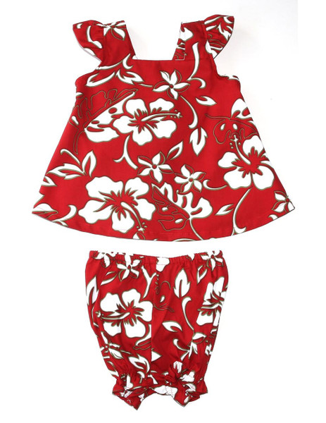 Baby Clothes 2 Piece Hawaii Capri Set Classic Hibiscus Pareo
Includes a Comfortable Top and Matching Bottom Diaper Cover
100% Cotton Fabric
Color: Red
Sizes: 6M - 4T
Made in Hawaii - USA