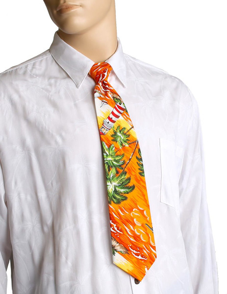 Orange Aloha Necktie Diamond Head Lighthouse
Awesome tropical patterns and colorful designs, perfect for casual and formal events
100% Cotton Fabric
Color: Orange
Length: 53"
Width: 4" At wide end
Made in Hawaii