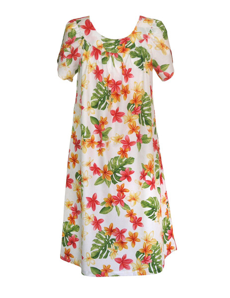 Fashion Plumeria Pull Over Short Muumuu
100% Cotton Fabric
Mid-Length Muumuu
Color: White
Sizes: S - 3XL
Petal Sleeve MuuMuu
Comfortable Fit
Pull Over Dress
Single Side Pocket
Made in Hawaii - USA