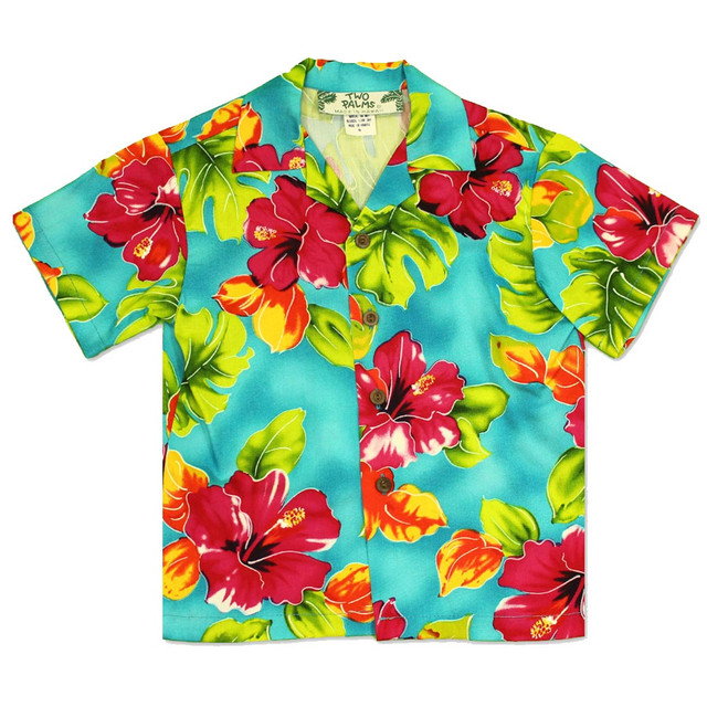 Boy's Hawaiian Shirt Water Hibiscus - Hawaiian Wedding Place