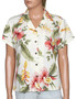 Orchid Pua Women Aloha Shirt
100% Rayon
Coconut shell buttons
Color: Beige
Sizes: S - 4XL 
Made in Hawaii - USA