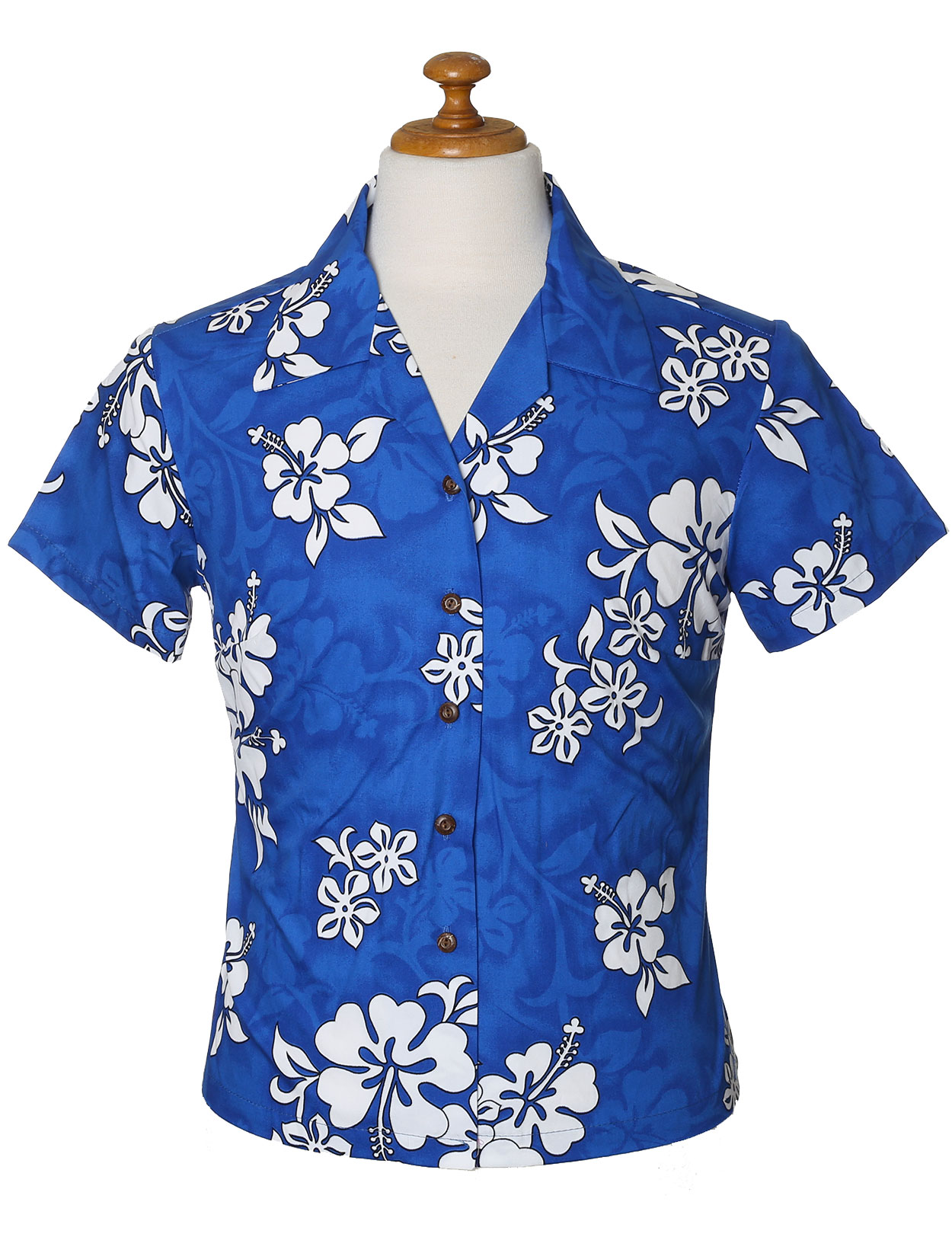 Pacific Legend Hibiscus Red Cotton Women's Fitted Hawaiian Shirt