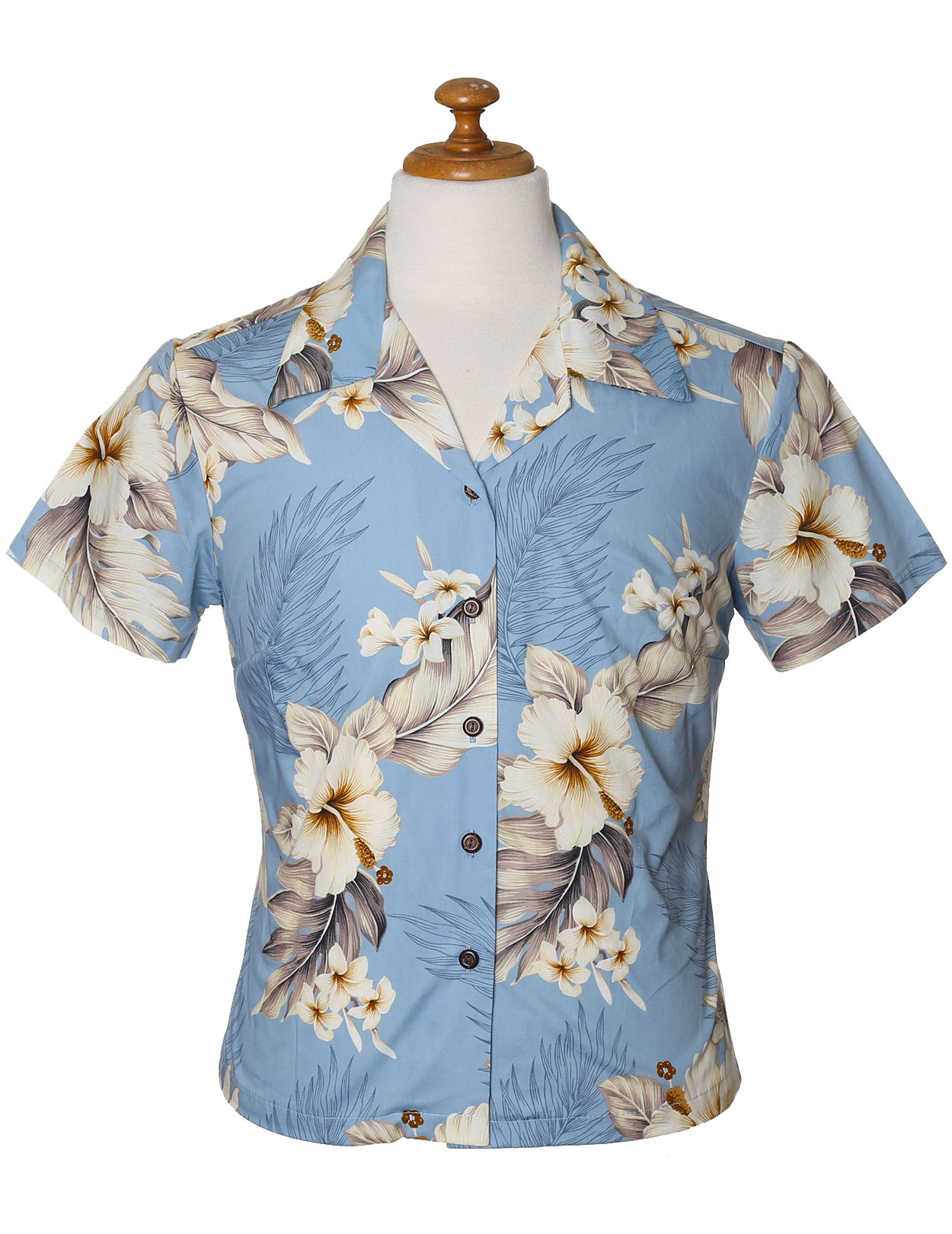 348-3156 Blue Pacific Legend Ladies Fitted Hawaiian Shirt