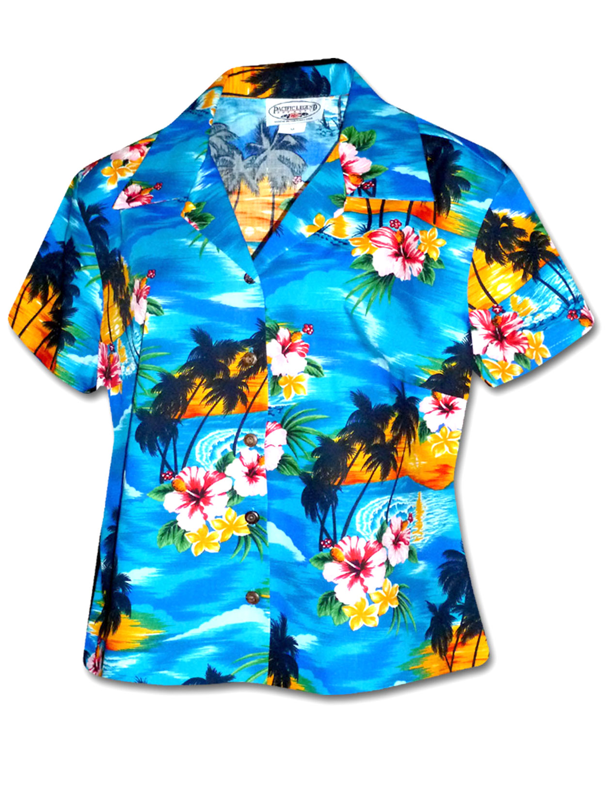 Hawaiian Women Fitted Blouse Sunset - Hawaiian Wedding Place