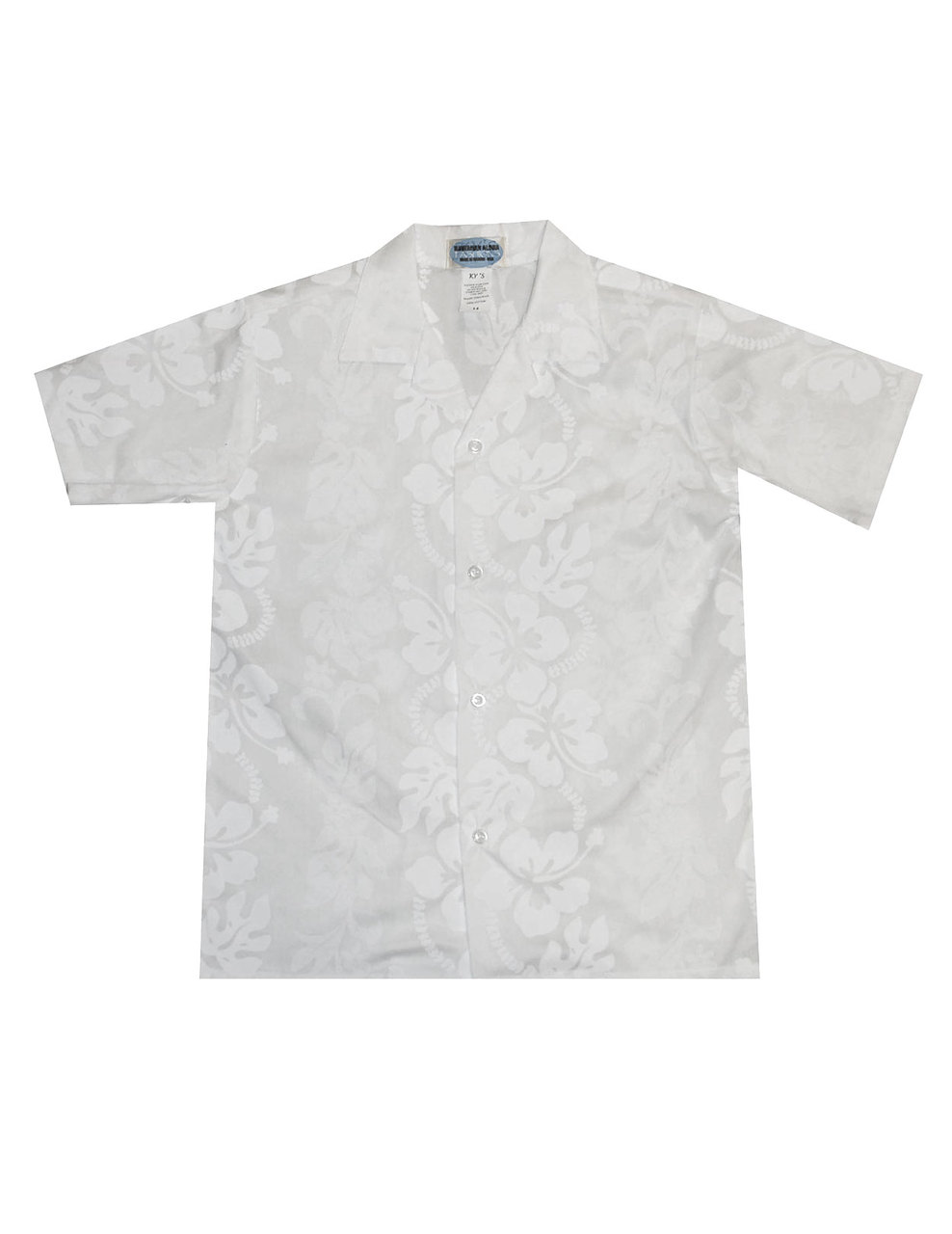 Two Palms Label Boys Hawaiian Shirt Hibiscus Panel in White 14