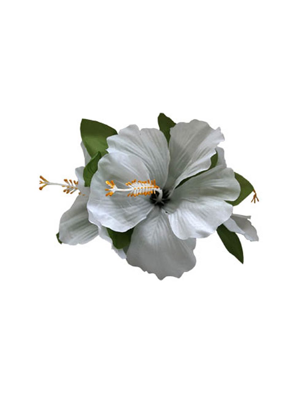 3 Silk White Hibiscus Flower Hair Clip - Hawaiian Wedding Place