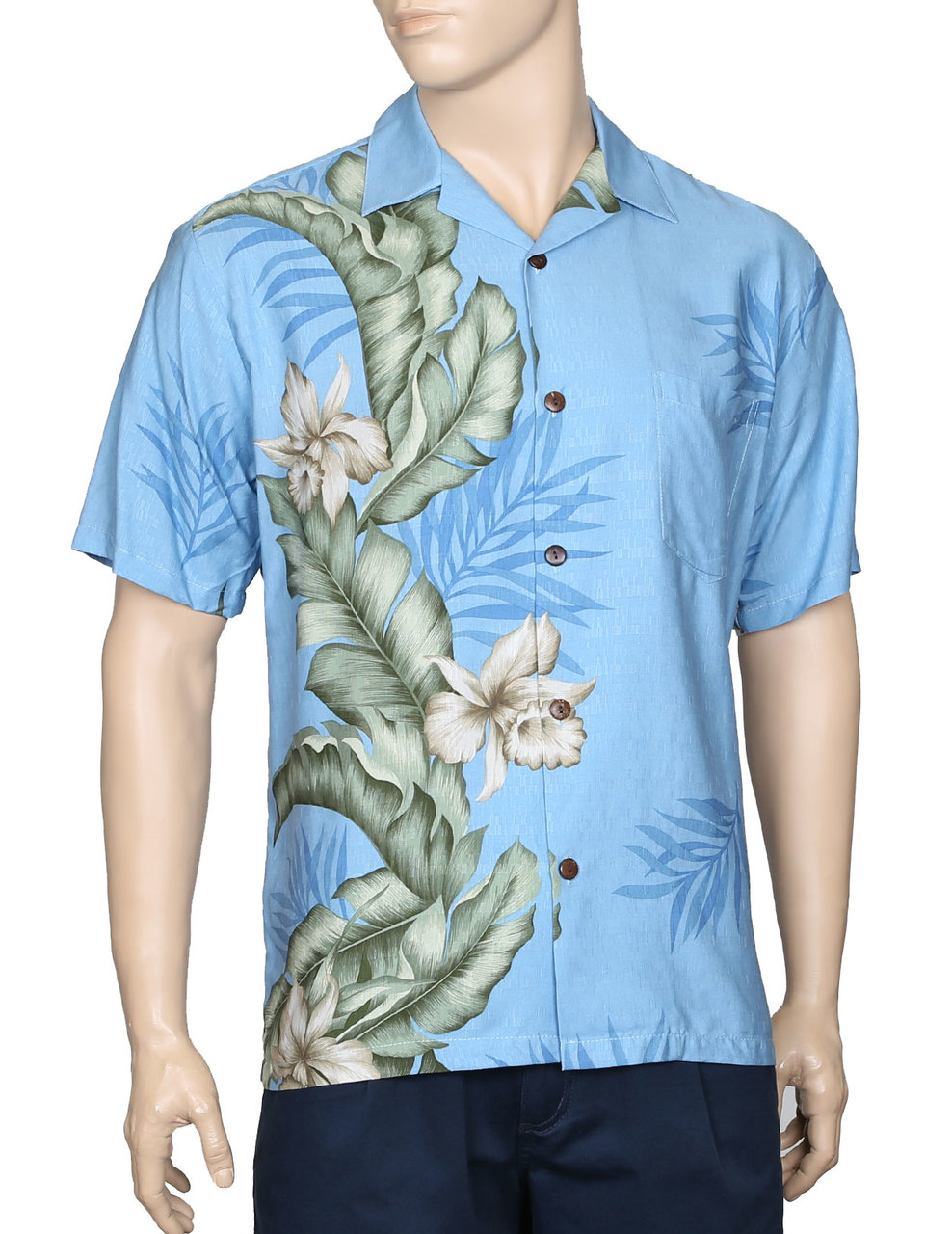 Bamboo Blue - Men's 100% Rayon Hawaiian Shirt