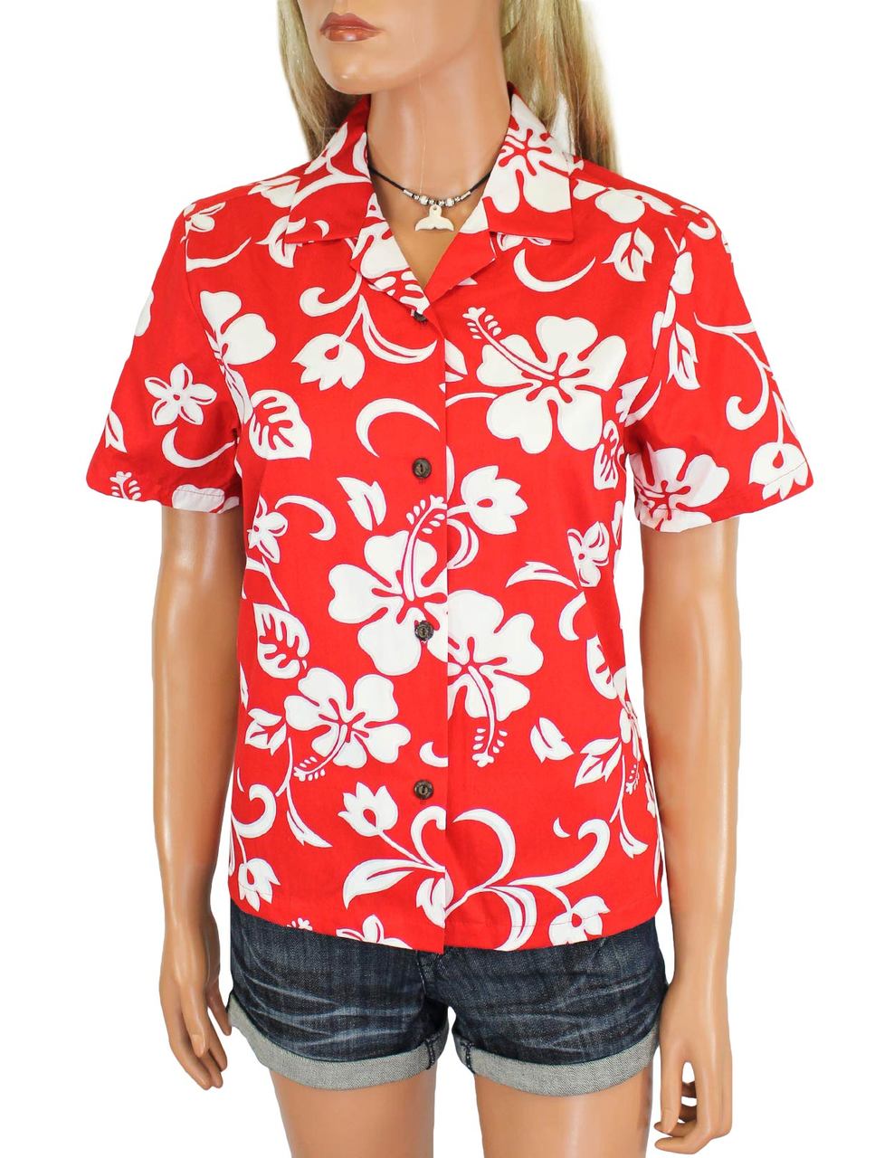 Classic Red Hibiscus Hawaiian Shirt