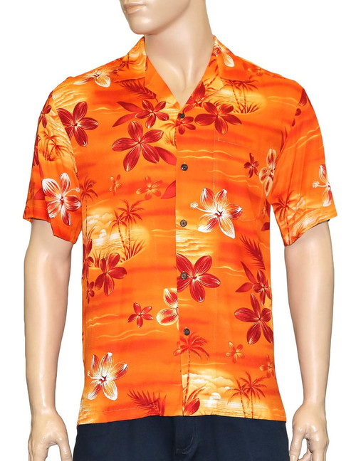 Hawaiian Shirt in Rayon Resort Moonlight Scenic - Hawaiian Wedding Place