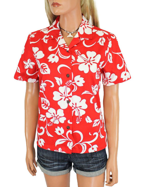 red hawaiian shirt womens