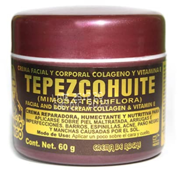 Del Indio Papago Tepezcohuite Night Cream (2oz) + Hyaluronic Acid Serum (3.38 Fl Oz)