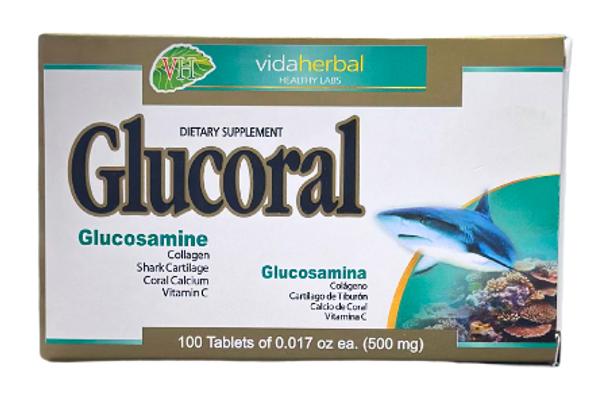 Vida Herbal Glucoral Dietary Supplement - Advanced Joint Support Tablets with Glucosamine, Collagen, Coral Calcium, and Vitamin C