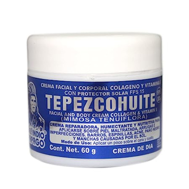 Del Indio Papago Tepezcohuite Day & Night creams (2oz each) + Hyaluronic Acid Serum (3.38 Fl Oz) + Tepezcohuite Soap (125g)