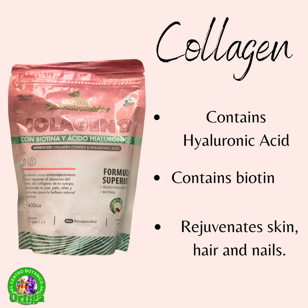 Colageno con Biotina y Acido Hialuronico (400g) - Hydrolyzed Collagen Complex & Hyaluronic Acid