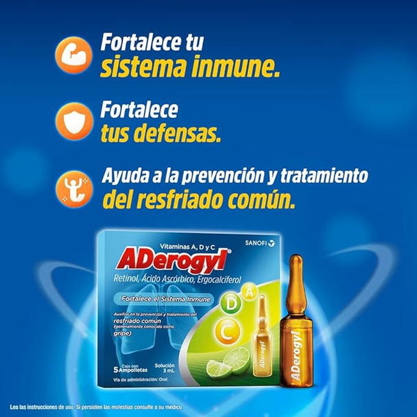 Aderogyl 15 Vitaminas A, D Y C 5 Ampolletas De 3 Ml.