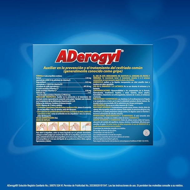 Aderogyl 15 Vitaminas A, D Y C 5 Ampolletas De 3 Ml.