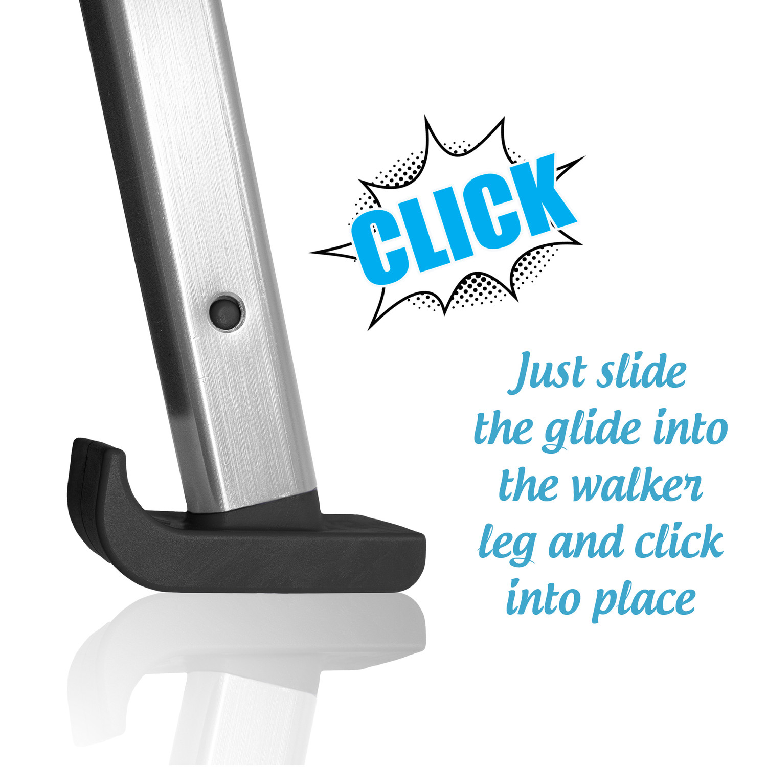 10PCS Top Glides Click & Go Walker Ski Glides for Stander EZ Fold