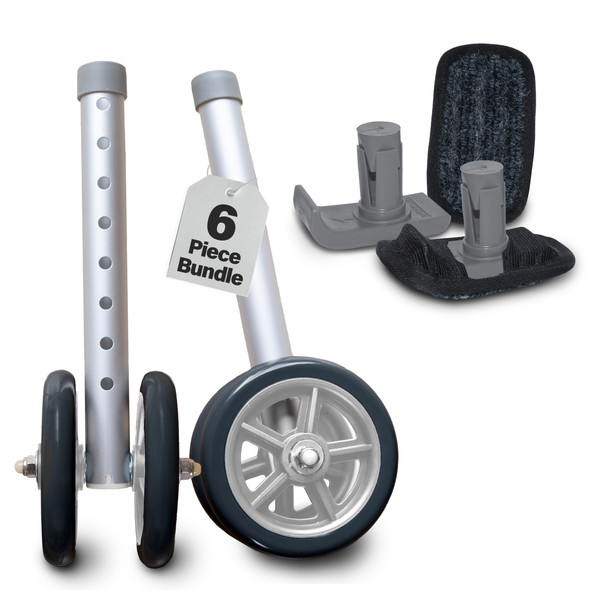 4PCS Heavy Duty Bariatric 5" Walker Wheel Kit with FlexFit Walker Ski Glides 4PCS Heavy Duty Bariatric 5" Walker Wheel Kit with FlexFit Walker Ski Glides