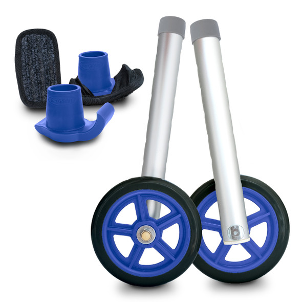 Universal 5" Walker Wheel Kit with Heavy Duty Ski Glides - All Colors Universal 5" Walker Wheel Kit with Heavy Duty Ski Glides - All Colors