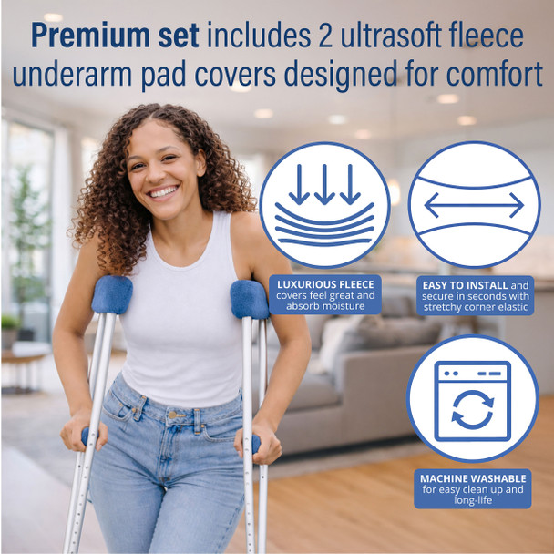 Universal Crutch Underarm Pad + Hand Grip Covers - All Colors