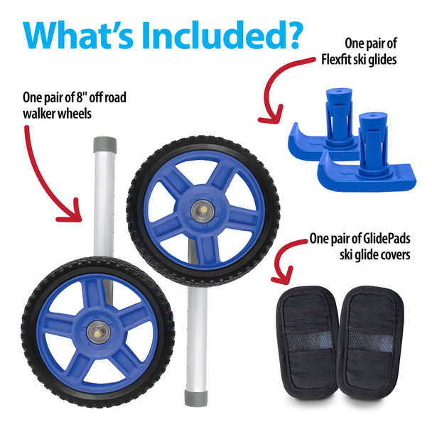 Off-Road Walker 8 Inch Wheel Kit with Universal FlexFit Ski Glides