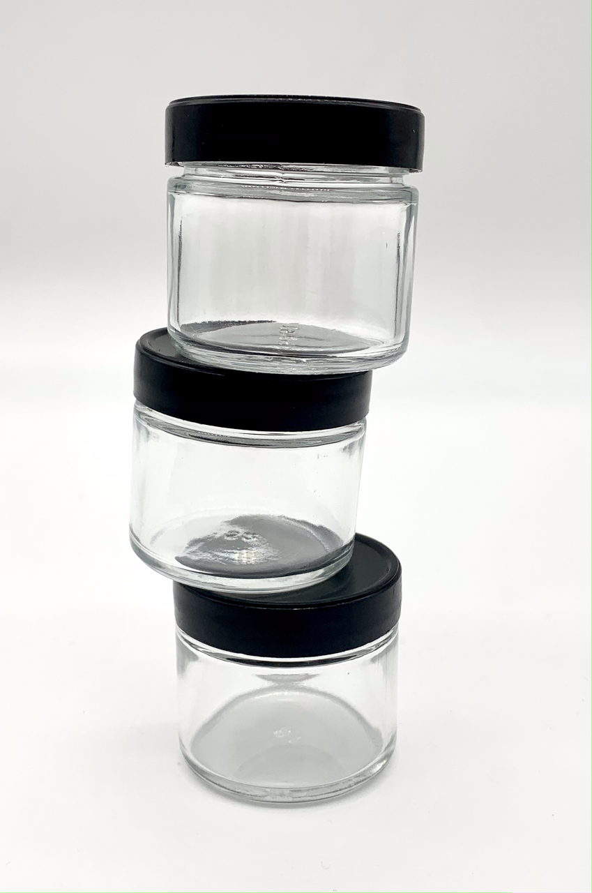 3.5G GLASS CONTAINER WITH PLASTIC LID  High End Dabzation Concentrate  Packaging for Flower and Extracts, Bulk Available