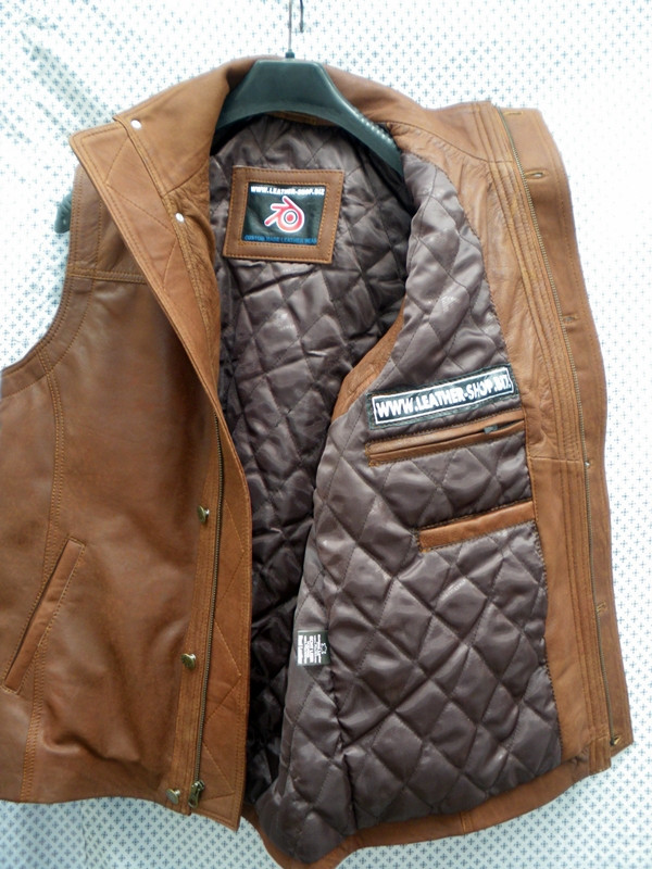 Mens Leather Vest Custom Made Style MLVL13 long style vest.