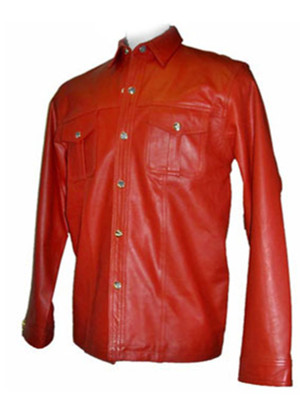 Leather shirt style LS029 red www.leather-shop.biz front image