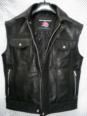 Leather Vest Jeans Style MLV1332 www.leather-shop.biz front