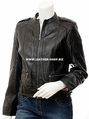 made to order ladies leather jacket LLJ605 jacket front picture