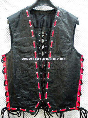 Mens Leather Vest Braided Style MLVB1666 With Accessories 